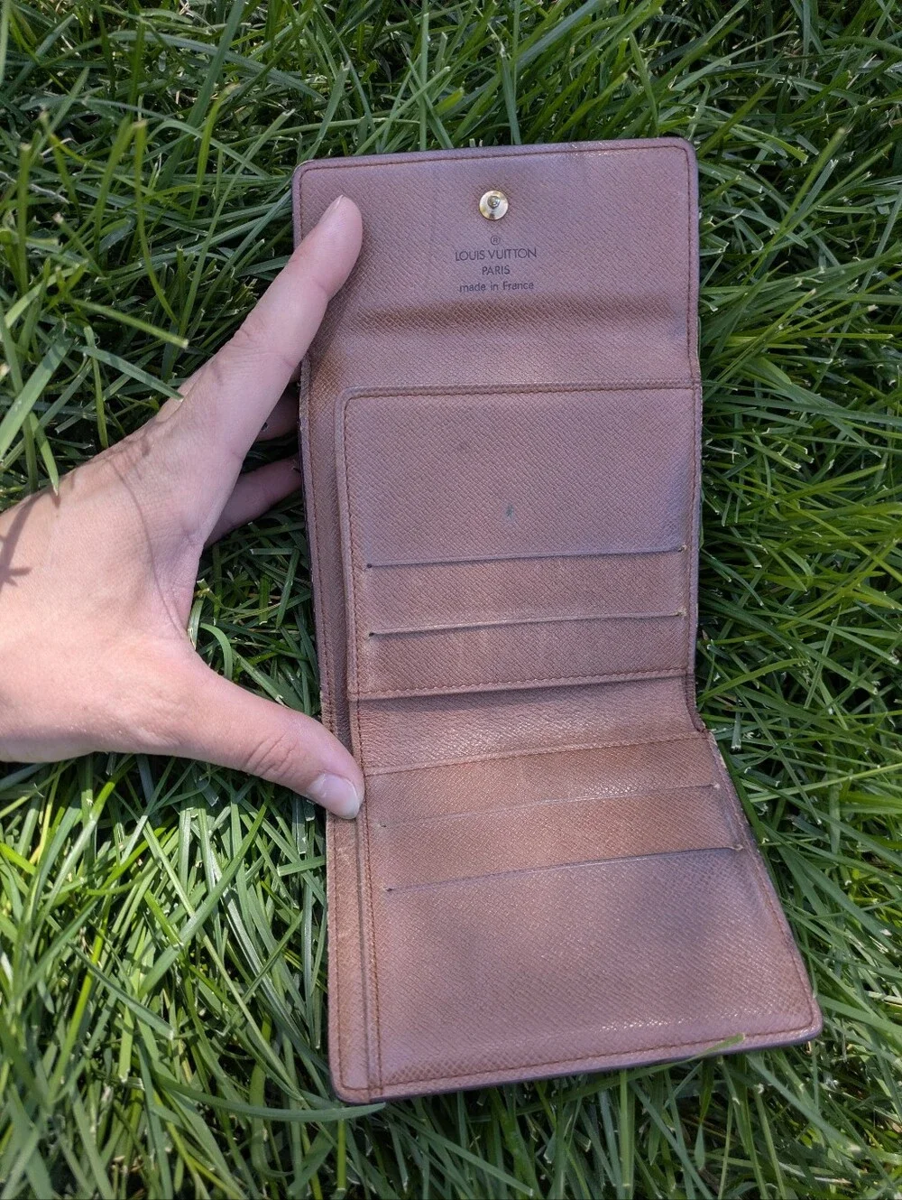 Louis Vuitton Brown Monogram Canvas Snap Wallet with Gold Tone Hardware